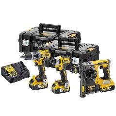 Sada 3 kusů nářadí DEWALT DCK368P3T 18 V XR - kladivo, vrtačka, utahovák, 3xAku, nabíječka, 2xkufr
