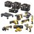 Sada nářadí DEWALT DCK853P4T 18V XR - kladivo, vrtačka, utahovák, úhlová a oscilační bruska, kotoučová a mečová pila, světlo, 4xAku, nabíječka, 3xkufr