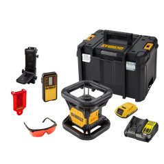 Rotační laser červený 18V Dewalt DCE074D1R - 1xAku 2,0Ah, nabíječka, detektor, kufr TSTAK