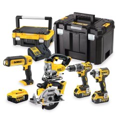 Sada nářadí DEWALT DCK551P3T 18V XR - vrtačka, utahovák, kotoučová a přímočará pila, svítilna, 3xAku, nabíječka, 2xkufr