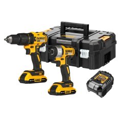 Sada nářadí DEWALT DCK2060D2T 18V XR - příklepová vrtačka, rázový utahovák, 2xAku, nabíječka, kufr