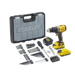 Příklepová vrtačka Stanley SFMCD715D2A V20 18V - 2xAku 2,0Ah , nabíječka, kufr , sada příslušenství