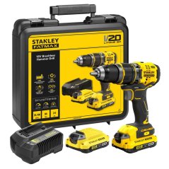 Příklepová vrtačka Stanley SFMCD721D2K V20 18V - 2xAku 2,0Ah, nabíječka, kufr
